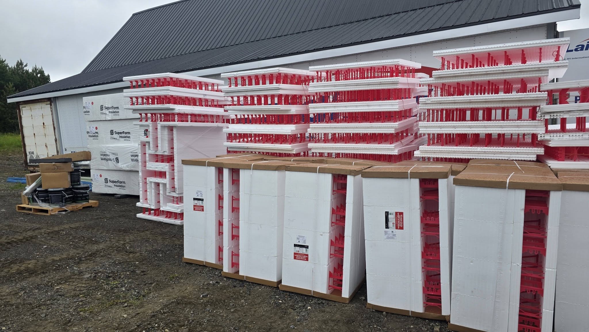 Stacked SuperForm ICF foam block inventory